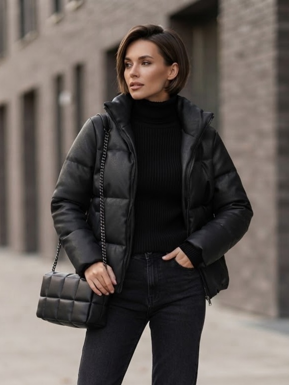 H&M Black Quilted Puffer Jacket for Women